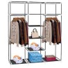 69" Portable Clothes Closet Non-Woven Fabric Wardrobe Double Rod Storage Organizer Black