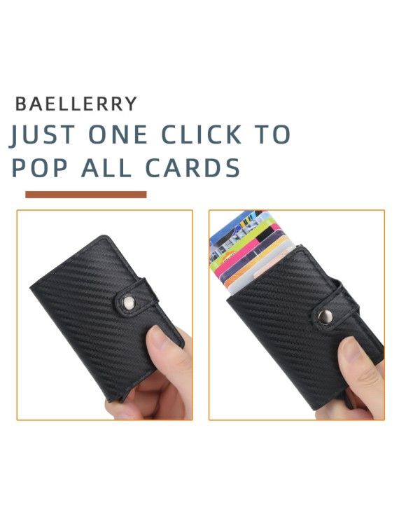 RFID Blocking Credit Card Holder for Men Women Metal carbon fiber Leather mini wallet Men's Card Holder