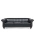 83.46'' PU Rolled Arm Chesterfield Three Seater Sofa.