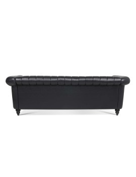 83.46'' PU Rolled Arm Chesterfield Three Seater Sofa.